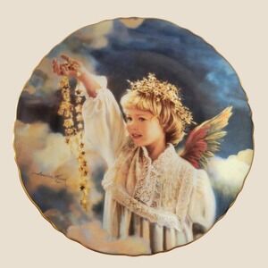 Reco Sandra Kuck Angel of Sunshine Collector Plate Precious Angels Vintage Gold